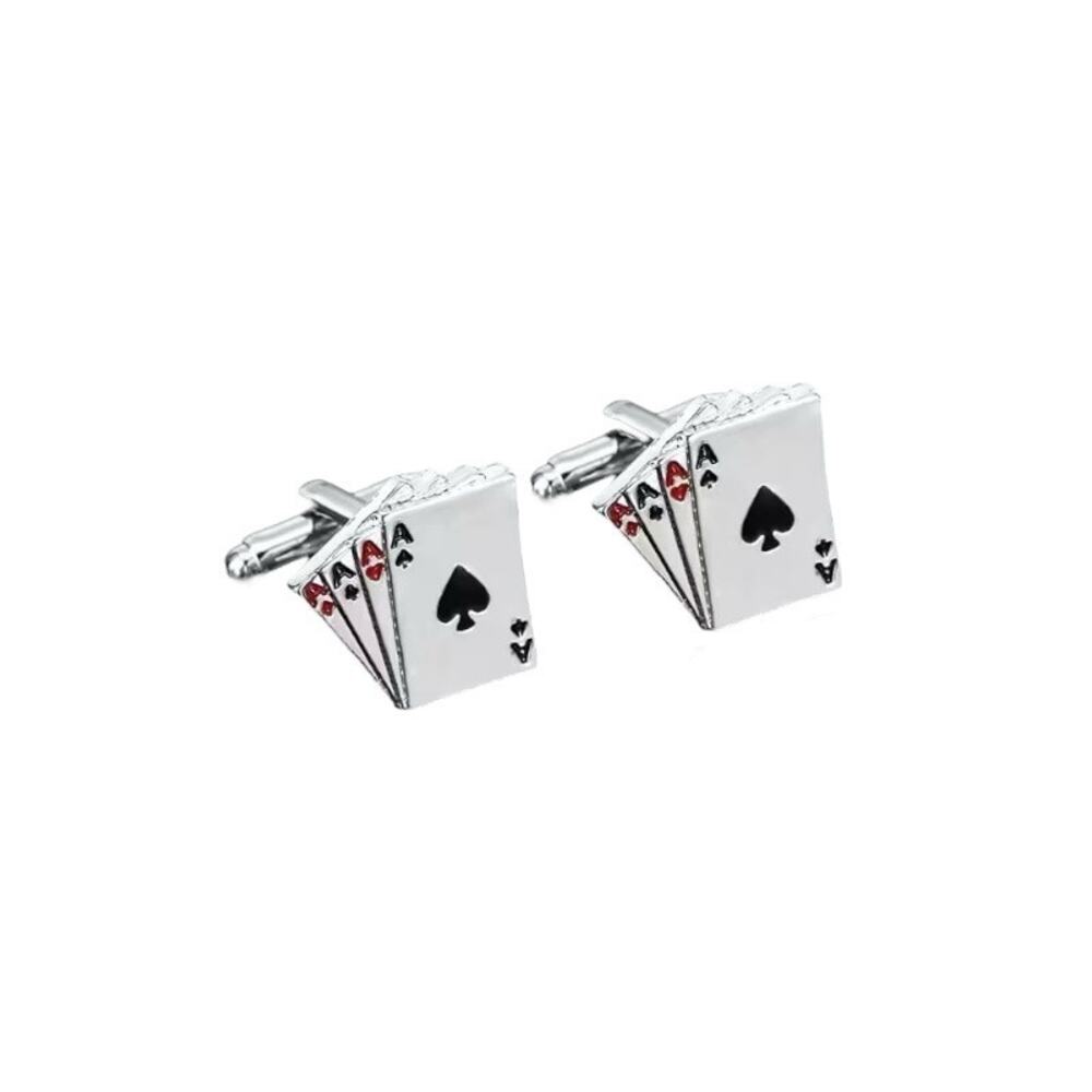 Retro Novelty Playing Cards Gambling Casino Zinc Alloy Cufflinks